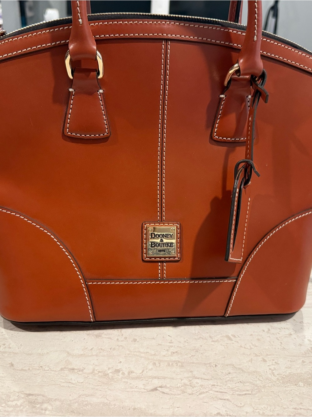 Dooney & Bourke Selleria Florentine Leather Domed Satchel Chestnut NWOT